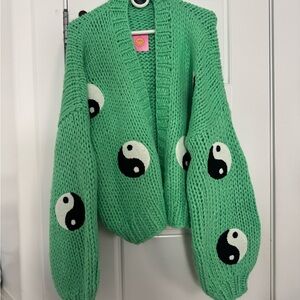 Dressed in Lala Visionary Hand Knit Yin and Yang Cardigan